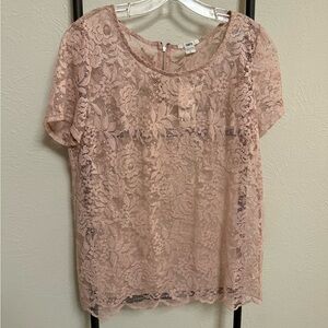NWT bar III Romantic Fairy Lace Top Blush Pink Size Large